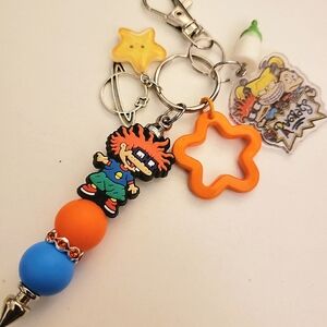 Handmade Rugrats Chuckie Finster Silicone Beaded Keychain